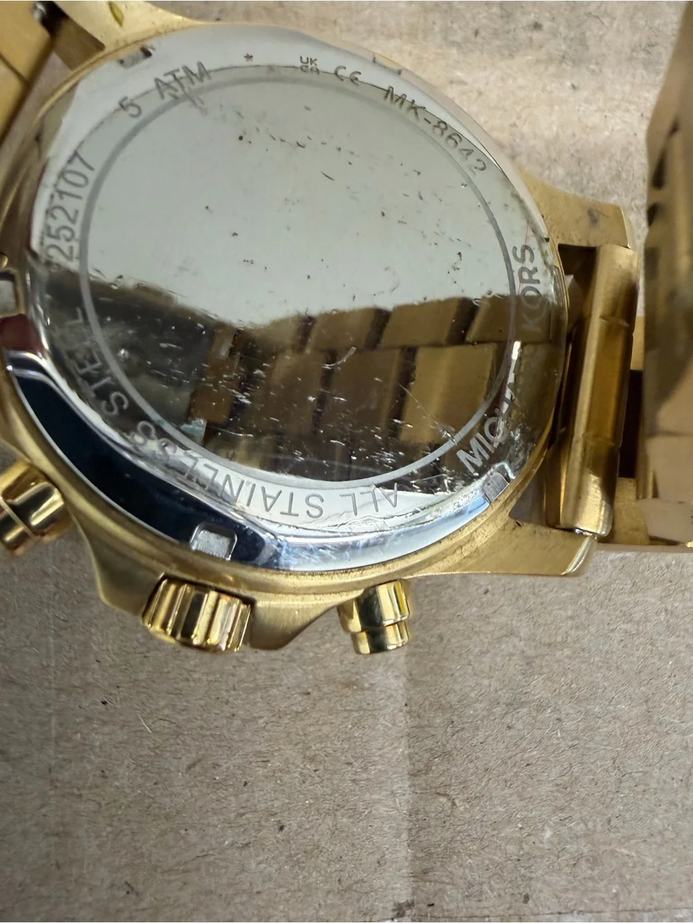 Michael Kors MK-8042 Men’s Gold Tone Chronograph Watch Black Dial AS-IS